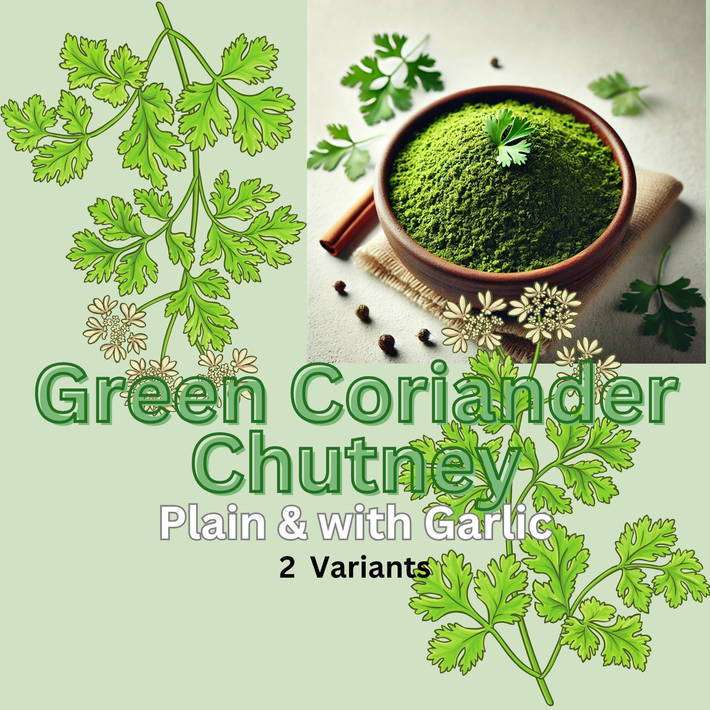 Dehydrated Green Coriander Chutney with Garlic